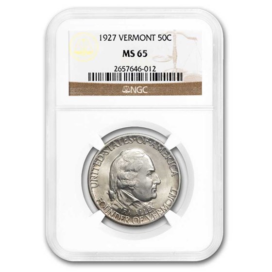 1927 Vermont Sesquicentennial Half Dollar MS-65 NGC 1927 Vermont Sesquicentennial Half Dollar MS-65 NGC